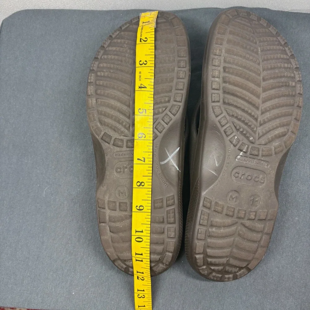 Crocs Men Flip Flops Brown Croslite Foam Size 11 Casual Beach Thong Sandals